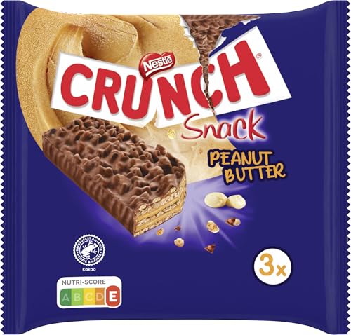 Nestlé CRUNCH Peanut Butter Riegel, Knuspriger Schokoladenriegel mit Erdnussbutter und Cerealien, 1er Pack (à 3 x 31g)