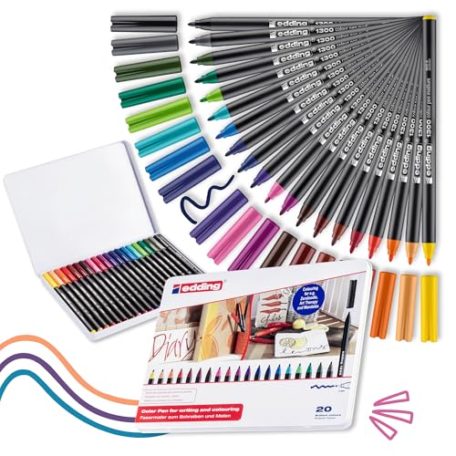 Edding 1300-20 Rotuladores de color de Trazo Medio - Multicolor - Piunta Redondeada 2 mm