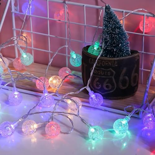 Image of KHIZAR 20 LED Crystal Ball String Lights Multicolor Gel Wire Plug-in Fairy Lights, Decorative Globe LED Lights for Bedroom, Wedding, Diwali, Christmas, Party, Home & Garden Decor