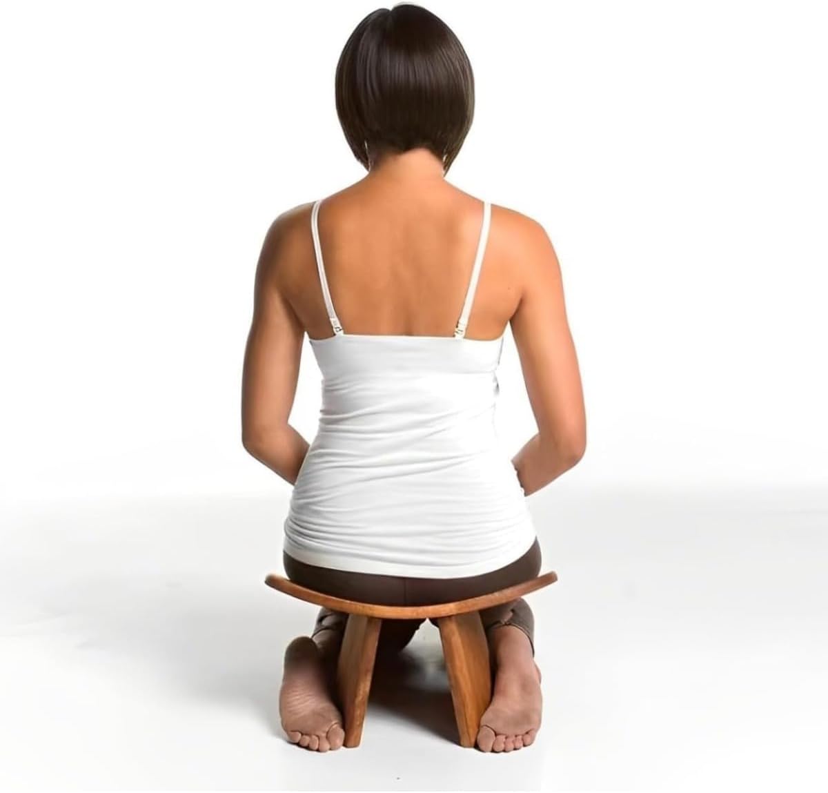 Figoday天然木製正姿椅子 正座椅子軽量 携帯小型座席 家庭用オフィス学習ベンチ美姿矯正座布団仏事食事ベンチ菱形デザイン (クル