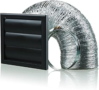 Cooker Hood Wall Ventilation Duct Gravity Flap Shutter Vent Kit Bathroom Fan or Kitchen Hob Extractor (6 inch Black)