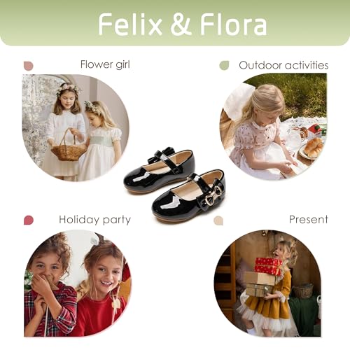 Image of Felix & Flora Toddler Flower Girl Dress Shoes - Baby Girl Ballet Mary Jane Flats for Party School Wedding