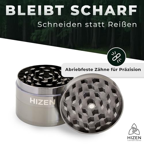 HIZEN Basic Grinder Ø 49mm, 4-teilige Kräutermühle, Crusher Set für getrocknete Kräuter, Pollen, Blüten… – Ansicht 4