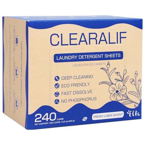CLEARALIF Laundry Detergent Sheets Up to 240 Loads, Fresh Linen -...
