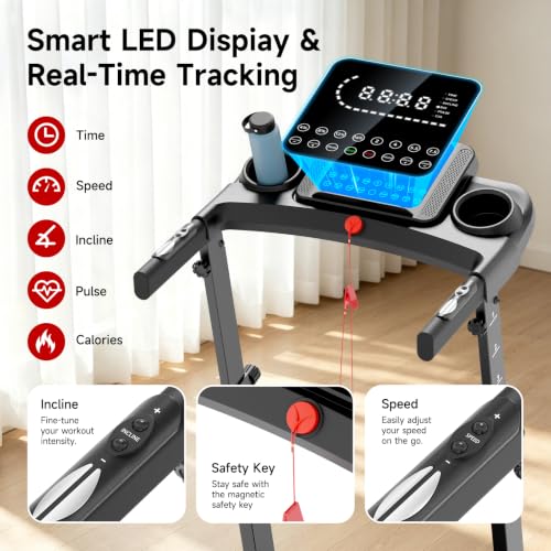 Image of EVKRUN 41 inchx16 inch Belt Walking Pad with Adjustable Handlebar, 20% Auto Incline