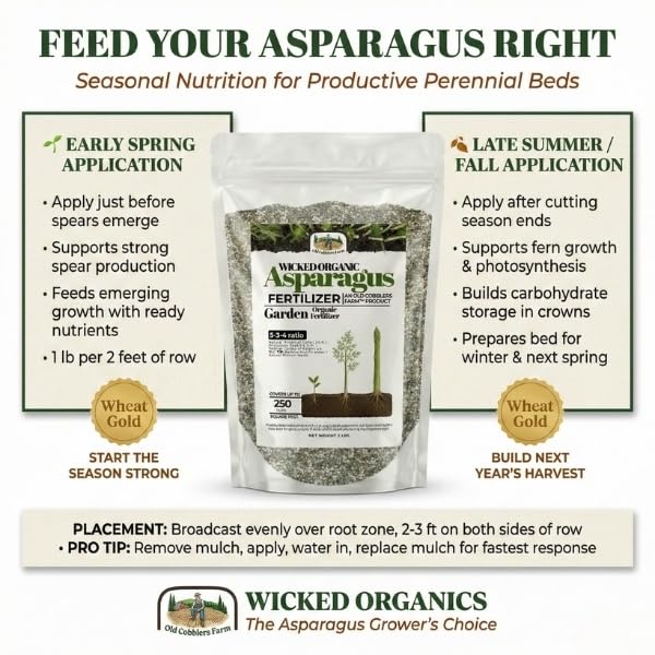 Old Cobblers Farm™ Wicked Organics Organic Asparagus Fertilizer - All-Natural Plant Nutrients for Healthy Growth (5lbs/10lbs/15lbs/20lbs) (5 lb)