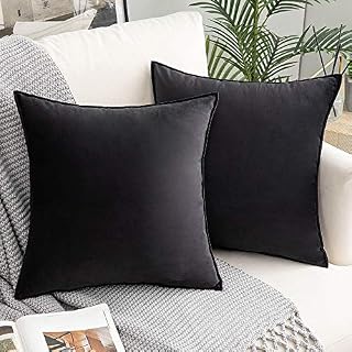 Woaboy Velvet Cushion Covers 50cm x 50cm Soft Decorative Square Throw Pillow Cases Pillowcases for Sofa Bedroom with Invisible Zipper 20x20 Inch Pack of 2 Rose Red