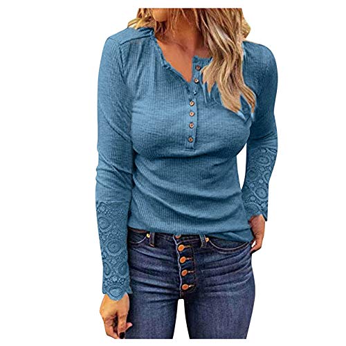 Long Sleeve Shirts for Women Polo Shirt Button Down Collared Top Ribbed Knit Pullover Tees Blouses Tunic Tops