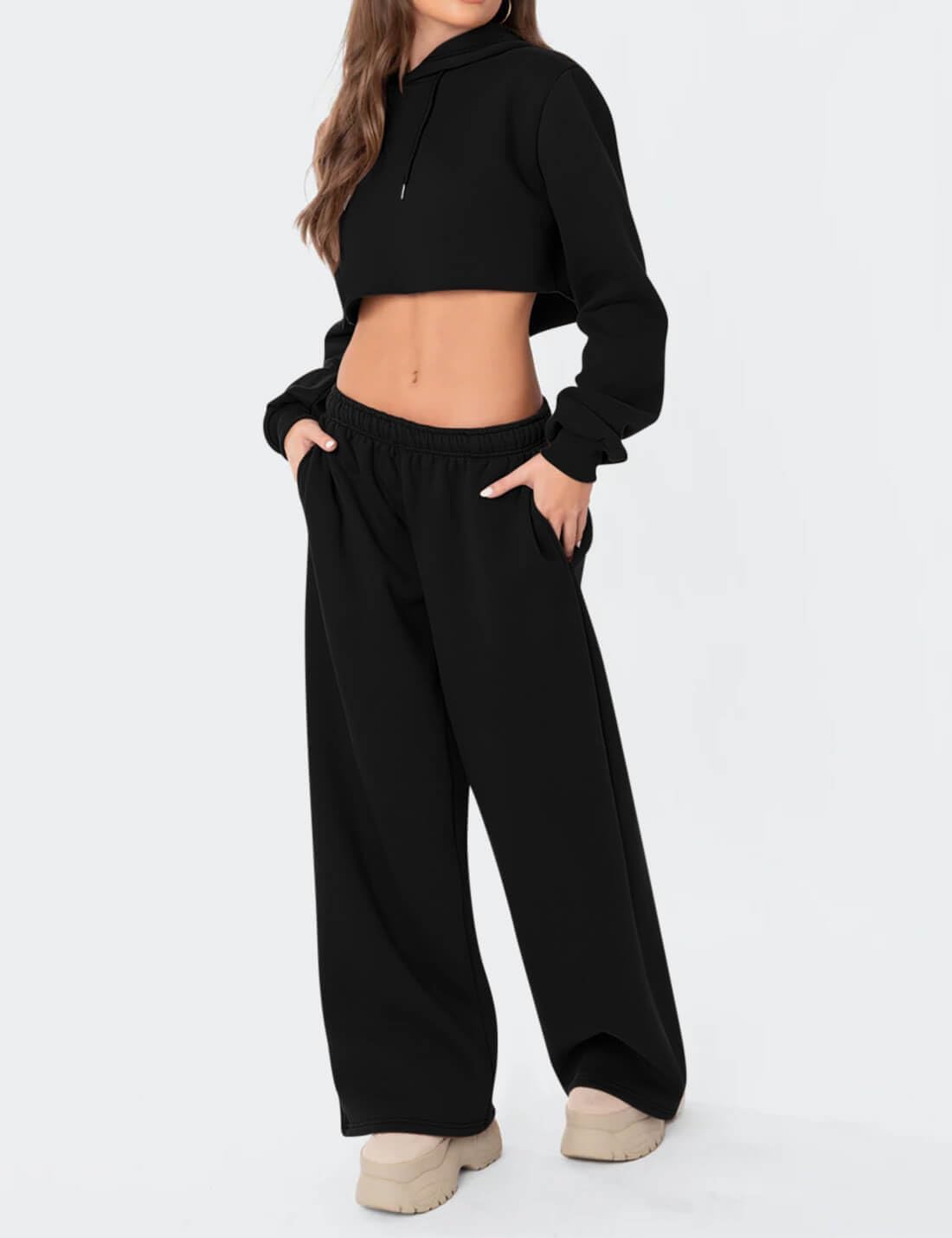 HeSaYep Women's Fleece Lined Sweatpants Wide Leg Thermal Winter Warm Baggy Sweat Pants with Pockets - Image 6