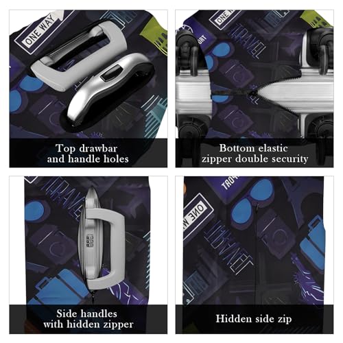 Travel Luggage Cover Protector, Washable Elastic Suitcase Cover, Luggage Protective Cover for 18-21 Inch Luggage (Background Landmark, S)3