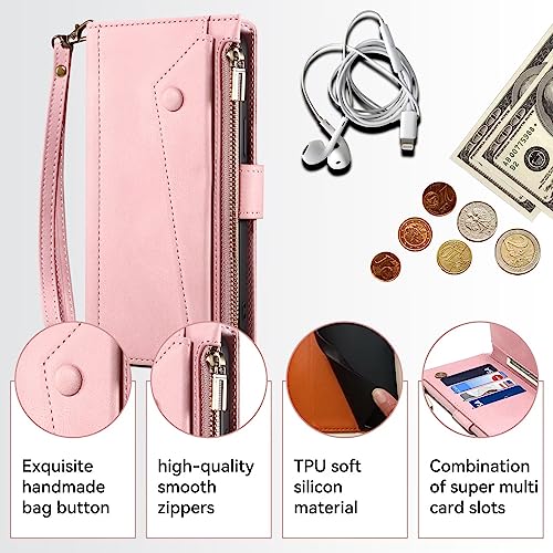 DZDYD Capa de Couro para Samsung Galaxy A52S (5G) Capa Flip Wallet com Proteção com zíper Suporte de