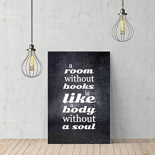 Lienzo decorativo de frase inspiradora sobre libros Yelolyio para dar un alma a tu hogar 2