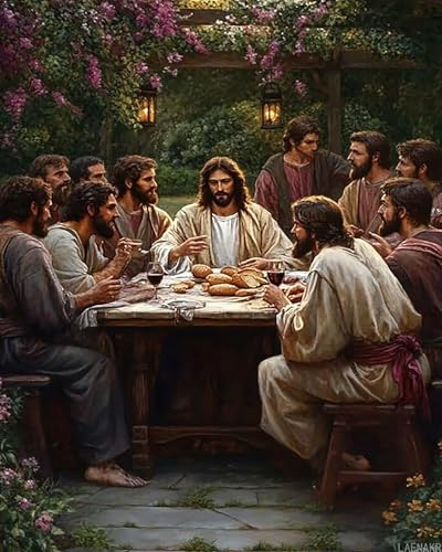 LAENAKR The Last Supper Paint by Numbers Kit for Adults Beginner, The Last Supper Paint by Numbers kit with Brushes and Acrylic, DIY Adult Crafts Oil Painting for Home Decor Wall Art 16x20in