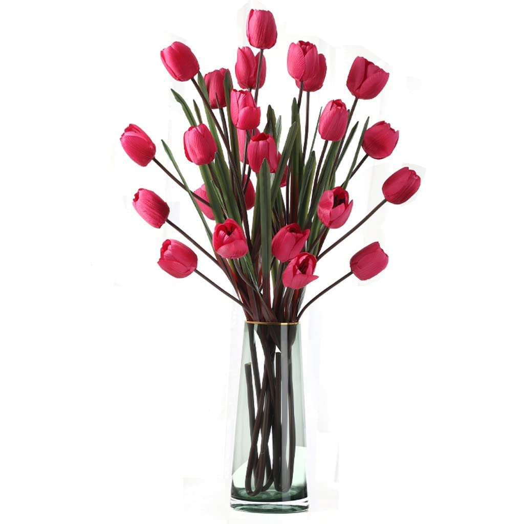 MYUYEE Artificial Flowers Artificial Flowers With Vase Silk Fake Tulips Flowers Wedding Bouquets Fake Flowers For Wedding Party Home Garden Decoration Fake Flowers For Decor(A-B)