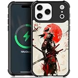 NONMY Magnetic for iPhone 17 Pro Max Case,S Compatible with MagSafe, TPU Bumper Hard PC Pattern Back Case Japanese Warrior