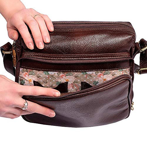 Bolsa tiracolo com divisórias em couro Rita - Café
