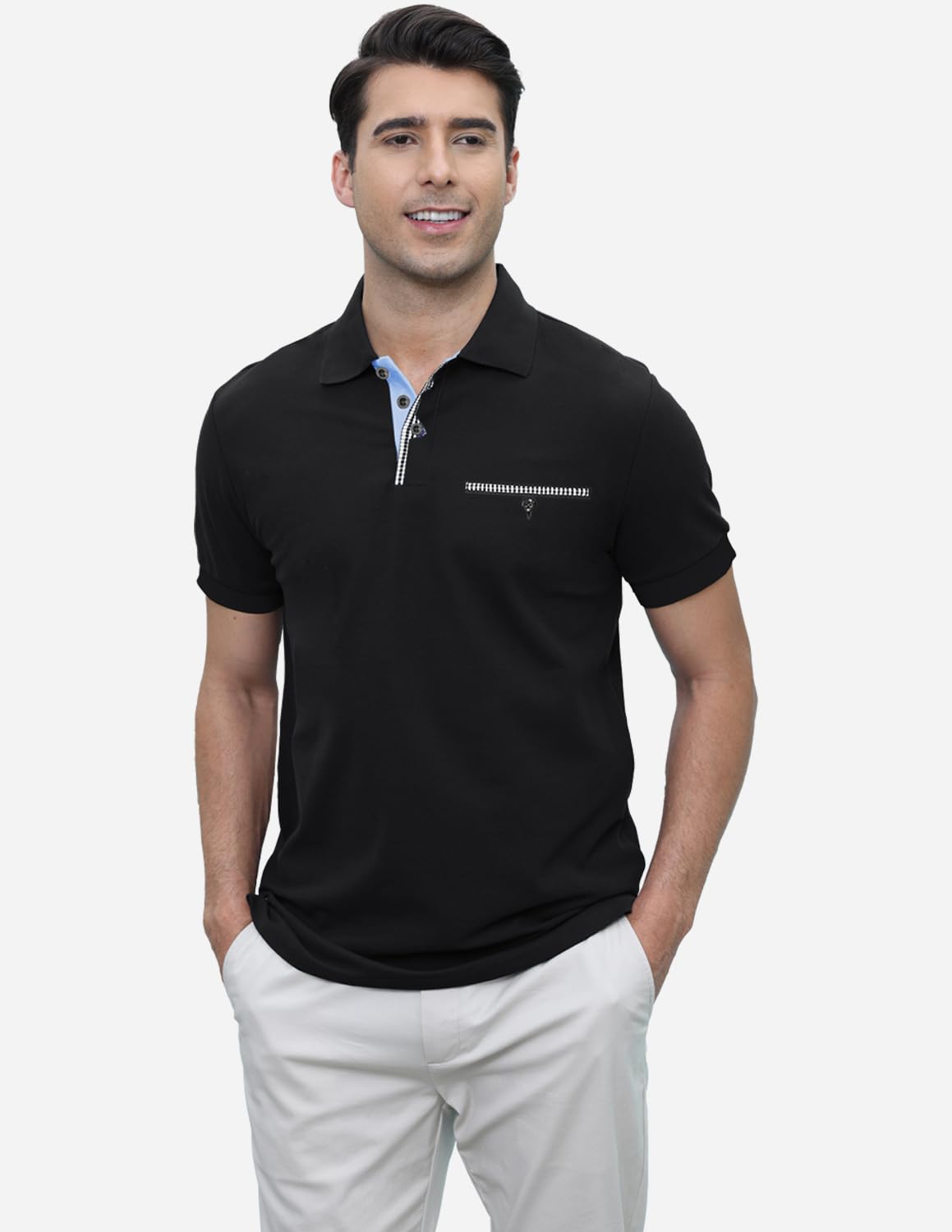 KUNJLELP Polo Uomo Manica Corta Ricamo di Giraffa Estive T-Shirt M-3XL Maglietta Camicia Abbigliamento da Lavoro
