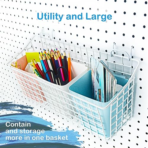 GCORE 2 Pack Pegboard Baskets Large, Metal Shelves Hooks