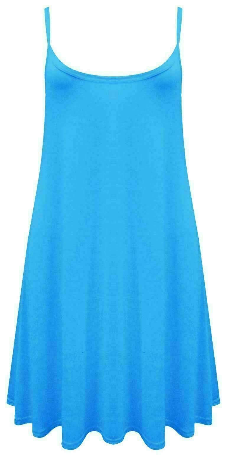 FASHION 7STAR Plus Size Womens Printed Strappy Sleeveless Ladies Mini Dress Vest Top Plain Swing Top 8-26