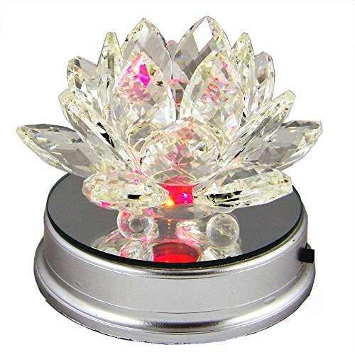 Amlong Cristal Clair Fleur de Lotus avec éclairage LED Base 3-Inch claire Cover
