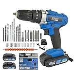 ENG PRO Trapano Avvitatore a Batteria a percussione da 21V in Valigetta 27 Accessori 2 Batterie e 1 Caricatore Velocità 0-1350 RPM Mandrino Autoserrante 10mm - UM ET AB21