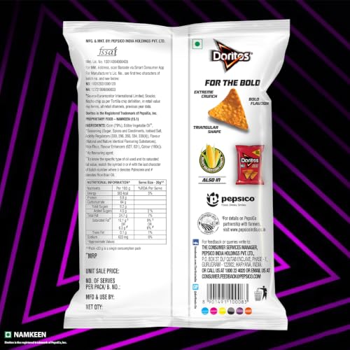 Image of Doritos Nacho Chips 53g /56g /60g /66g /71g, Sweet Chilli flavour, Crunchy Crispy Chips & Snacks (weight may vary)
