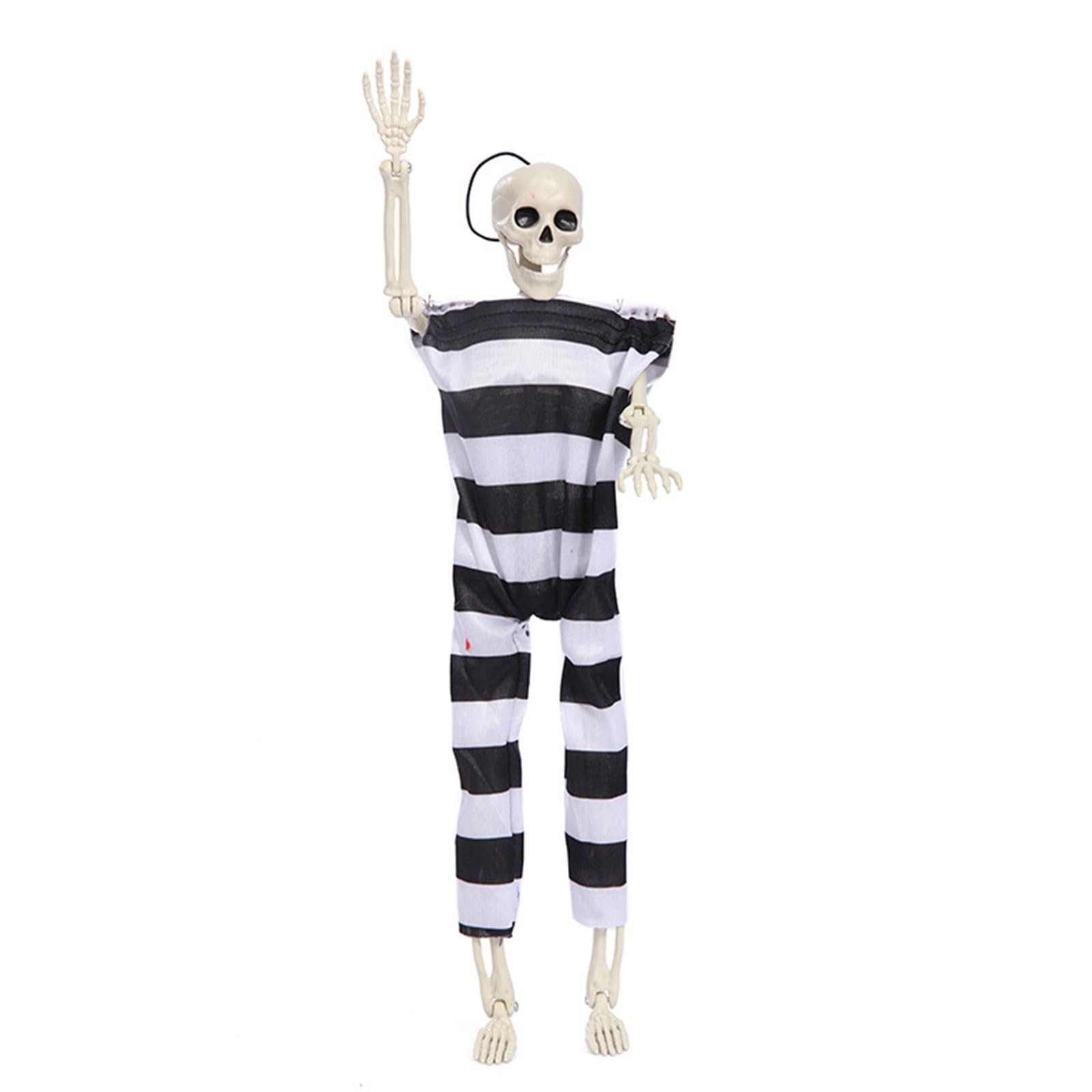 YROHGKPN Realistic Full Body Hanging Skeleton with Movable Joints Halloween Haunting House Props Terrifying Skull Decoration Posable Skeleton