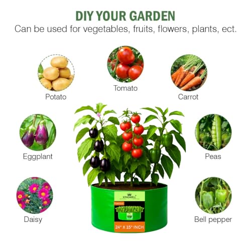 Image of Kingwell Grow Bag 24 X 15 INCH, PACK OF 8 For Terrace Garden Leafy Vegetable Plant Grow Bags Fruits Growing Containers For terrece Gardening (24 X 15 INCH, PACK OF 8)