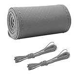 Wevdn Genuine Leather Steering Wheel Cover, Stitch on Wrap, DIY Sewing Steering Wheel Protector, 15 Inch Breathable Non-Slip Steering Wheel Protector, Car Accessories (Gray, Full Hole)