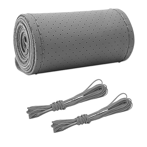 Wevdn Genuine Leather Steering Wheel Cover, Stitch on Wrap, DIY Sewing