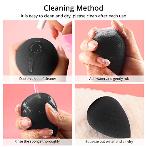 BEAKEY Makeup Sponge, 10 Pcs Latex-free and Vegan Makeup Blender Beauty Sponge, Flawless for Cream, Liquid Foundation & Powder Application (Orange & Black)