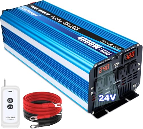 Image of Cantonape 4000W Pure Sine Wave Inverter 24V to 110V/120V DC to AC Power Inverter with LED Display Remote Controller for Truck RV Camping Solar System