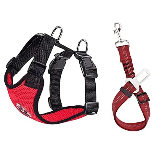 SlowTon Arnés de Coche para Perros con cinturón de Seguridad, Arnés de Seguridad para Perro, arnes Perro,Correa elástica Ajustable y Forro de Tela Transpirable en el vehículo