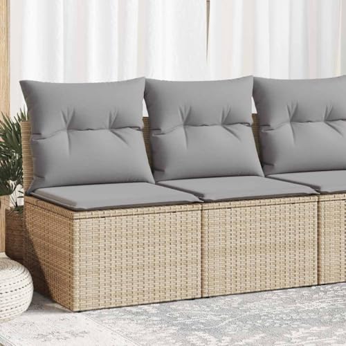 Vetnasa Set sofás jardín y Cojines 2 pzas ratán sintético Acacia Beige Mobiliario, Muebles de jardín, Conjuntos de jardín Beige 15,6 KG