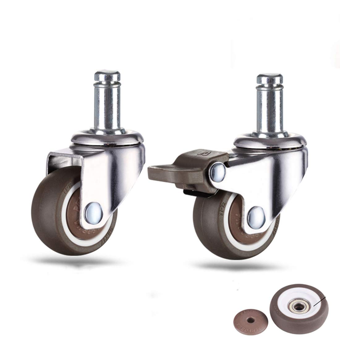 Ruedas para Silla de Oficina Plateers 4X, Ruedas de Repuesto para Carrito, Ruedas Resistentes, Ruedas de Goma giratorias de 360°, vástago estándar/universal/75 mm/3 Pulgadas