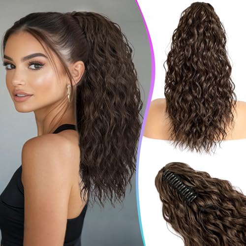 Claw Clip Ponytail Extension for women - 18' Long Curly Drawstring...