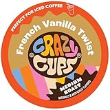 Picture of Crazy Cups Flavored Coffee Pods, French Vanilla Twist, French Vanilla K Cups, Single Serve Coffee for Keurig K Cups Machines, Hot or Iced Coffee, Medium Roast Coffee in Recyclable Pods, 22 Count (Pack of 1)