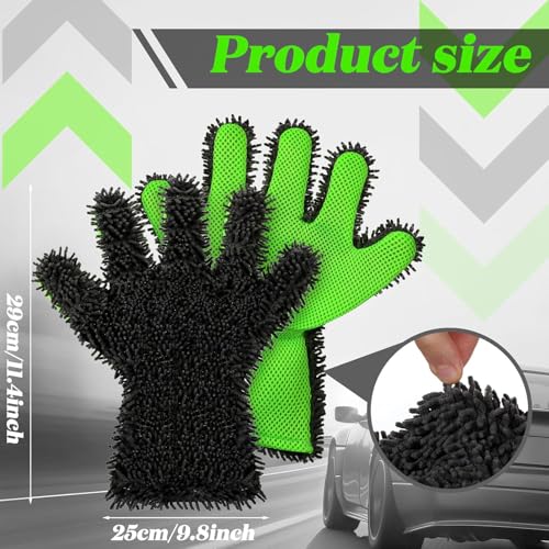 Image of Auto Hub 5 Finger Microfiber Wash Mitts Car Dusting Gloves Double Sided Microfiber Cleaning Gloves Interior Exterior Auto Dusting Mitt for Car Detailing Without Scratch Pack of 3