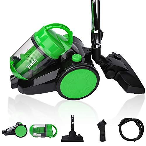 Bodenstaubsauger 900 Watt, HEPA 12 Filter, 2in1 Bodenbürste, 360° Schlauch, 3L Staubsauger Zyklonen Staubsauger beutellos Grün [Energieklasse A]