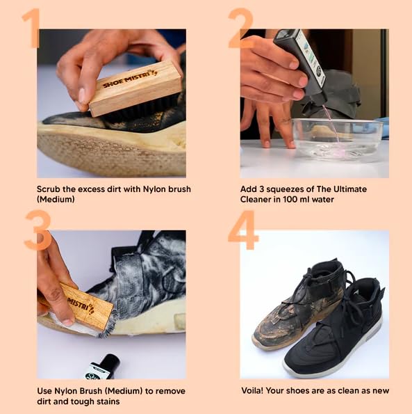 Image of Shoe Mistri Handmade Nylon Shoe Brush - Soft Bristle Shoe Cleaner for Sneakers, Sports Shoes & Footwear - Foaming & Scrubbing Brush for Deep Cleaning - Shoe Cleaning Brush for Men & Women