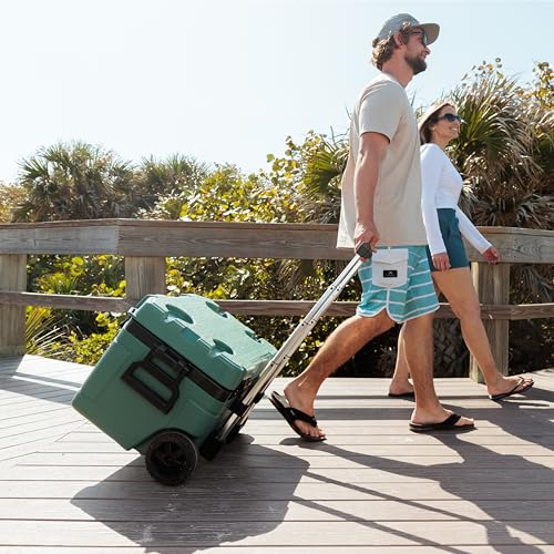 Image of Igloo Trailmate 52Qt Wheeled Cooler, Insulated Hard Shell Ice Chest, Spruce