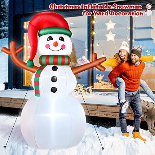 7FT Christmas Inflatable Snowman with LED Light, Christmas Decor IP44 Weatherproof Indoor Outdoor, Blow up Snowman Giant Figure Lighting Decoration for Garden Lawn Yard Patio Party Holiday Home
