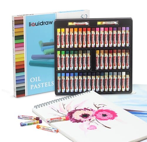 Liquidraw Oil Pastels For Art - 52 Pack | Assorted Vivid Colours | Ideal For Artists, Students & Kids | Suitable for Drawing & Sketching on Textured Paper | Artist-Grade Soft Smudge | Fade Resistant