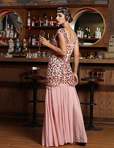 Image of PrettyGuide Women 's 1920s Black Sequin Gatsby Maxi Long Evening Prom Dress
