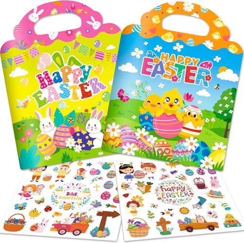 Officygnet 2 Sets Easter Reusable Sticker Books for Kids, Activity Books for Toddlers, Arts and Crafts Removable Jelly Stickers for Kids Ages 3-5, Easter Toys Gifts Basket Stuffers Essentials for Kid by Officygnet - Used condition - US$5.88