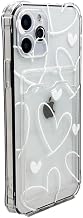 Cases For iPhone 16 Plus + (6.7) Clear White Love Hearts All Over Pattern Card Holder Tough Protective Smartphone Case Cover
