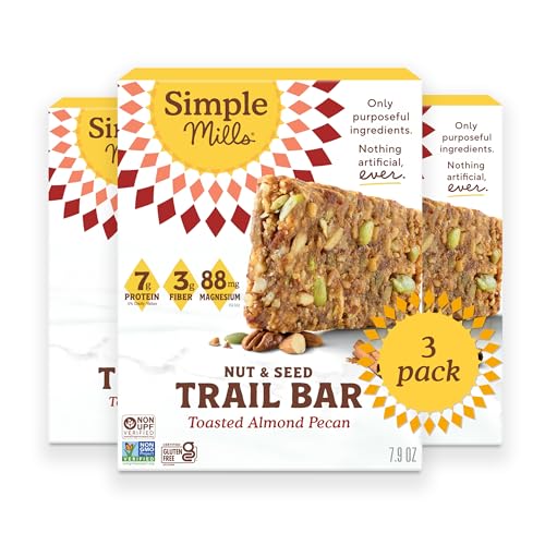 Simple Mills Nut and Seed Trail Bars, Toasted Almond Pecan,
