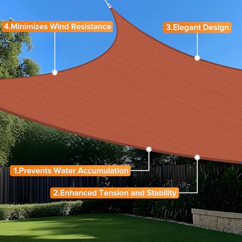 image for Artpuch Sun Shade Sail, 8'x10' Rust Red Rectangle, Curved Edged Commer