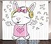Produktbild Bunny Curtains, Cute Rock Star Rabbit Bunny with Speakers Music Notes Girls Humor Heart Cartoon, Living Room Bedroom Window Drapes 2 Panel Set,Baby Pink Yellow 110x95 in
