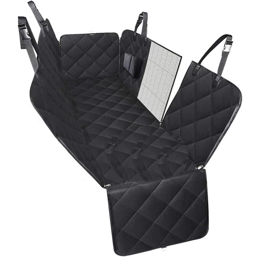 Protector Asiento Coche Perro para BYD Seal 2023-2025 Sedan 5-Seater, Impermeable Antideslizante Asiento Trasero con Ventana de Malla y Bolsillos,All-Black Version